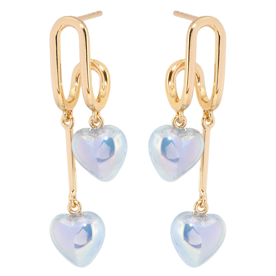 Сережки Xuping Позолота 18K пусети Декоративні підвіски з сердечками фото №1 Сережки Xuping Позолота 18K пусети Декоративні підвіски з сердечками фото №1