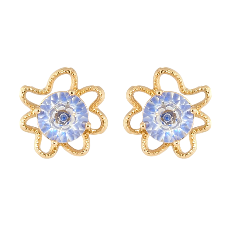 Серьги Xuping Позолота 18K пусеты Цветочки с декоративным синим фианитом фото №9 Серьги Xuping Позолота 18K пусеты Цветочки с декоративным синим фианитом фото №9