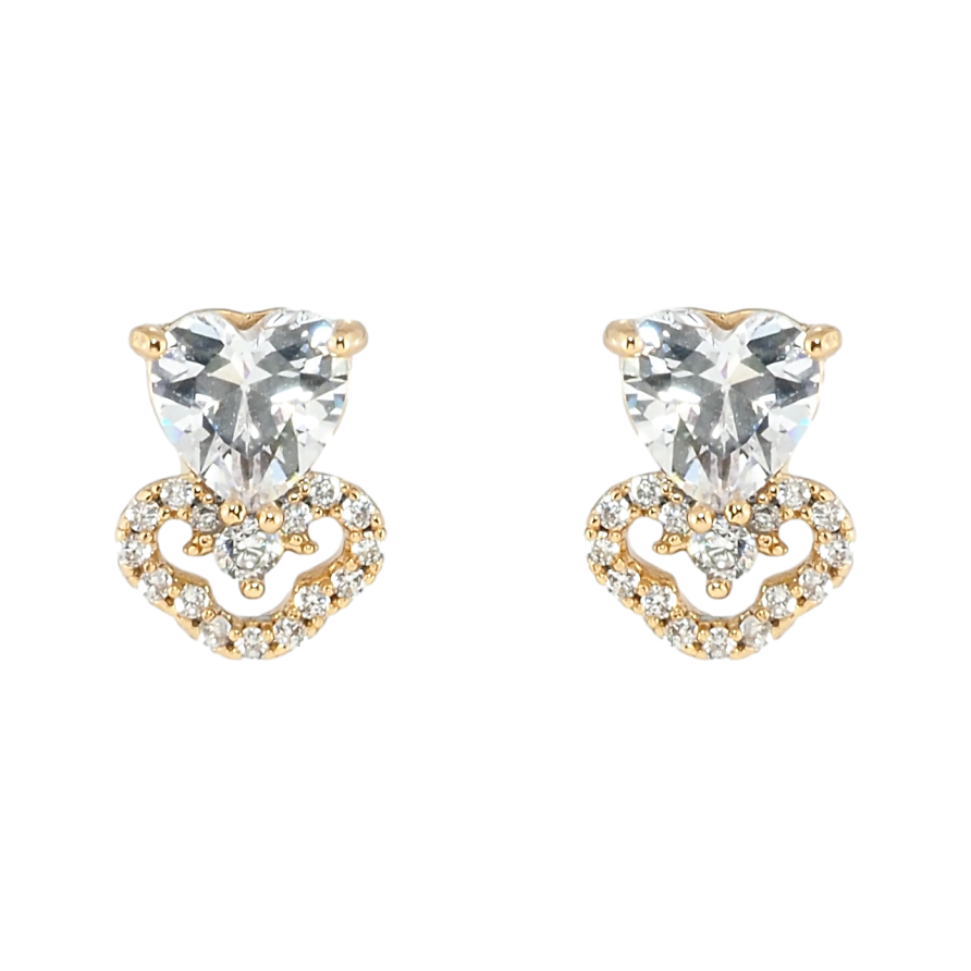 Серьги Xuping Позолота 18K пусеты Кристальные сердечки фото №1 Серьги Xuping Позолота 18K пусеты Кристальные сердечки фото №1