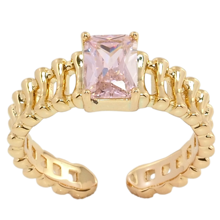 Каблучка Xuping Позолота 18K Рожевий фіаніт фото №7 Каблучка Xuping Позолота 18K Рожевий фіаніт фото №7