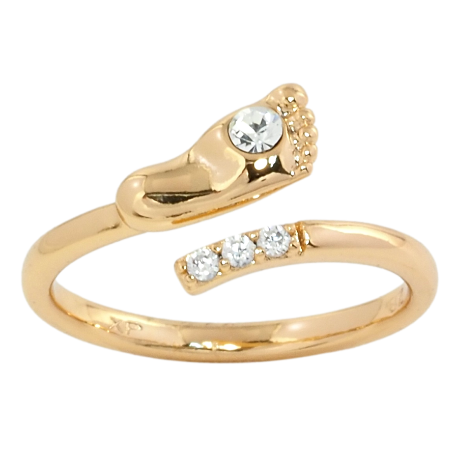 Кольцо Xuping Позолота 18K Детская ножка с цирконием фото №1 Кольцо Xuping Позолота 18K Детская ножка с цирконием фото №1