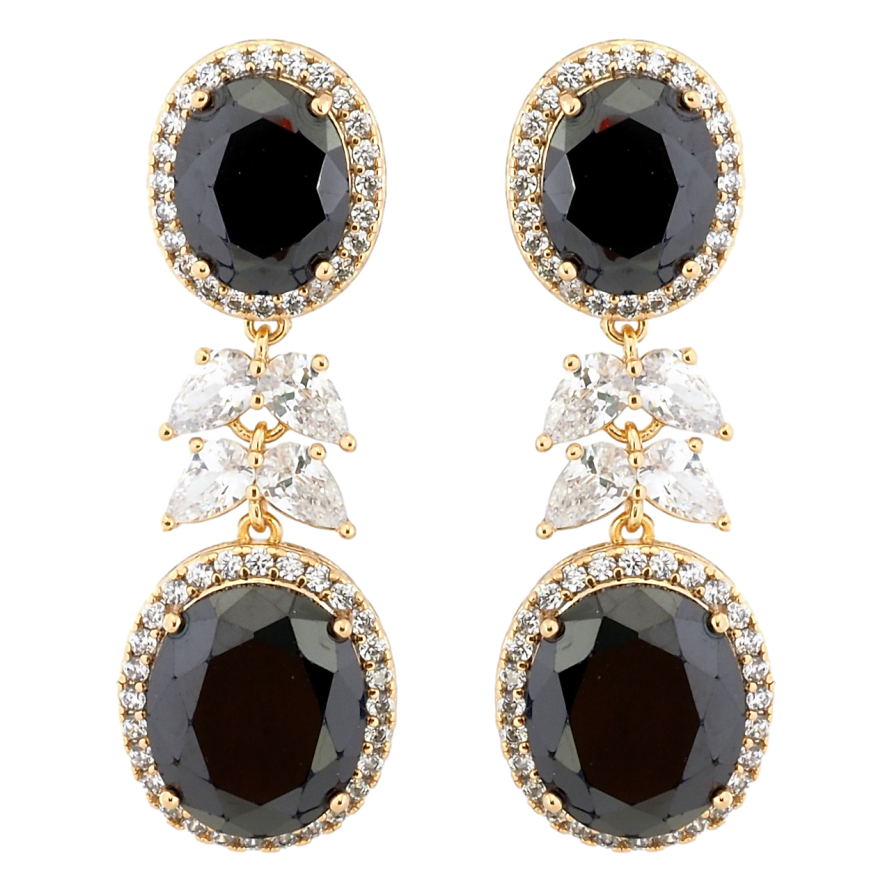 Серьги Xuping QQMM Позолота 18K пусеты Роскошные подвески с черными фианитами фото №1 Серьги Xuping QQMM Позолота 18K пусеты Роскошные подвески с черными фианитами фото №1
