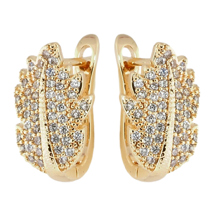 Серьги Xuping M&L Цвет 18K английский замок Листики инкрустация цирконием фото №16 Серьги Xuping M&L Цвет 18K английский замок Листики инкрустация цирконием фото №16