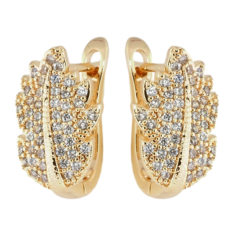 Сережки Xuping M&L Колір 18K англійський замок Листочкм інкрустація цирконієм фото №10 Сережки Xuping M&L Колір 18K англійський замок Листочкм інкрустація цирконієм фото №10