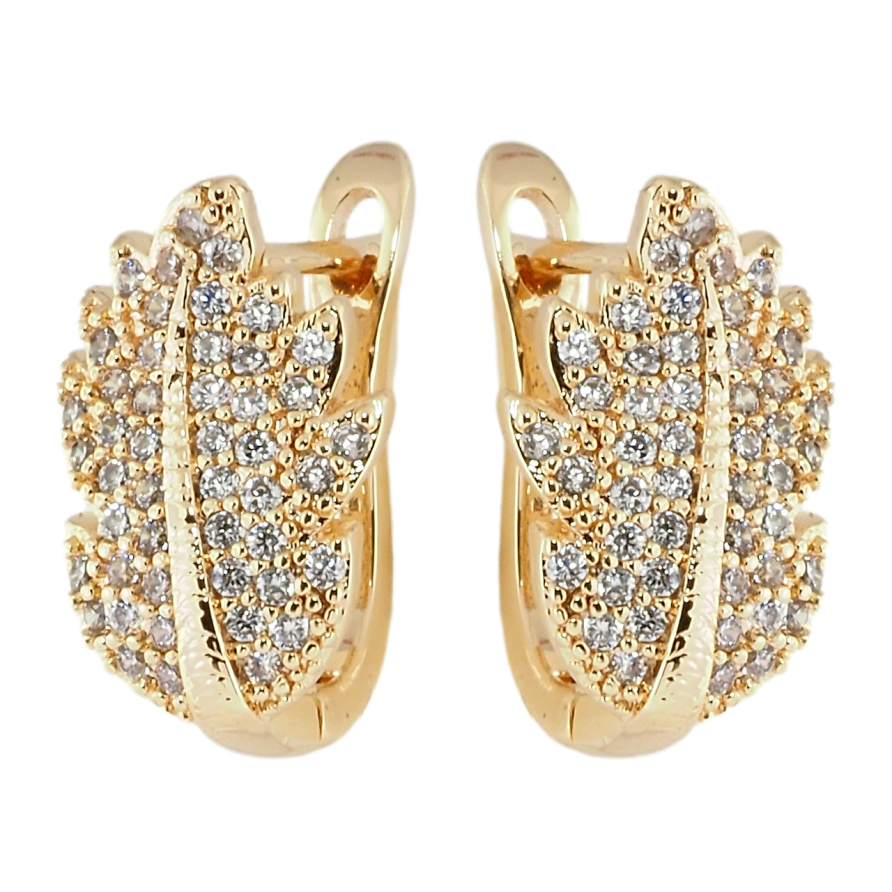 Сережки Xuping M&L Колір 18K англійський замок Листочкм інкрустація цирконієм фото №1 Сережки Xuping M&L Колір 18K англійський замок Листочкм інкрустація цирконієм фото №1