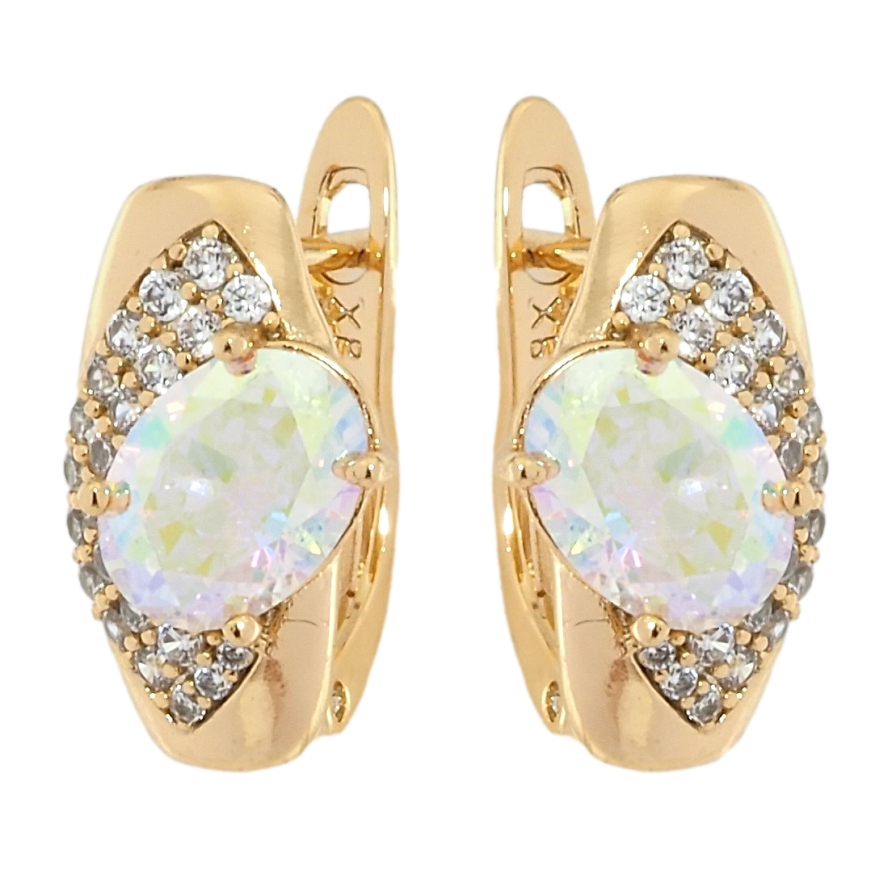 Серьги Xuping Позолота 18K английский замок Декоративный узор с цирконием и радужным фианитом фото №1 Серьги Xuping Позолота 18K английский замок Декоративный узор с цирконием и радужным фианитом фото №1
