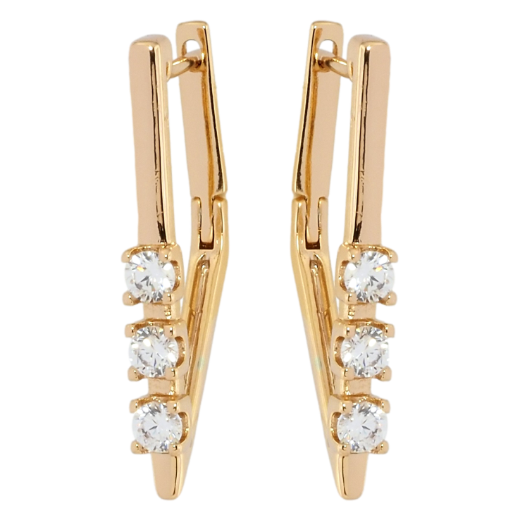 Серьги Xuping Позолота 18K английский замок Три фианита фото №2 Серьги Xuping Позолота 18K английский замок Три фианита фото №2