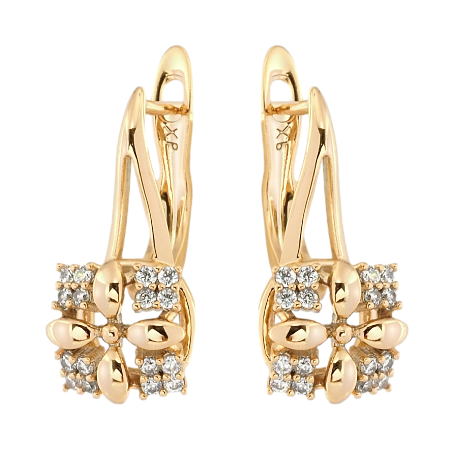 Серьги Xuping Позолота 18K английский замок Цветочки с цирконием фото №1 Серьги Xuping Позолота 18K английский замок Цветочки с цирконием фото №1