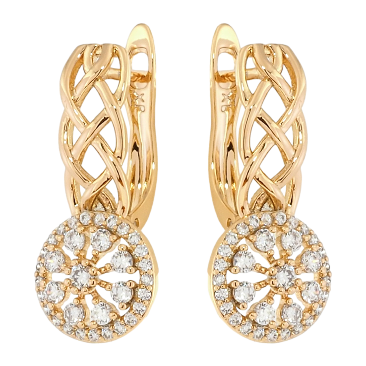 Серьги Xuping Позолота 18K английский замок Плетенная дужка с колечком циркония фото №15 Серьги Xuping Позолота 18K английский замок Плетенная дужка с колечком циркония фото №15