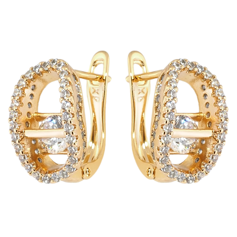 Серьги Xuping Позолота 18K английский замок Декоративные овалы с цирконием фото №9