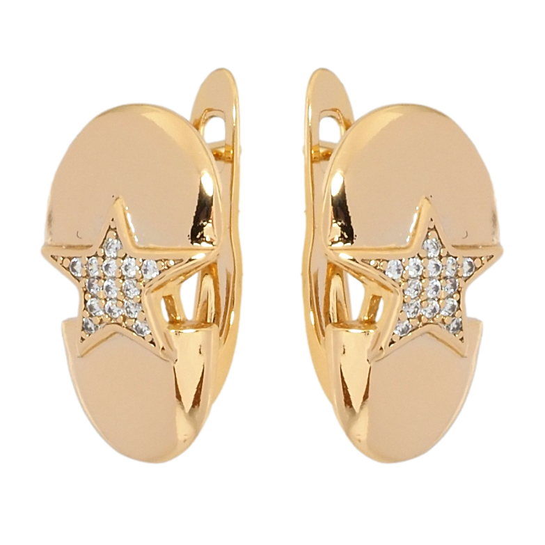 Сережки Xuping Позолота 18K англійський замок Зірочки з цирконієм фото №1 Сережки Xuping Позолота 18K англійський замок Зірочки з цирконієм фото №1