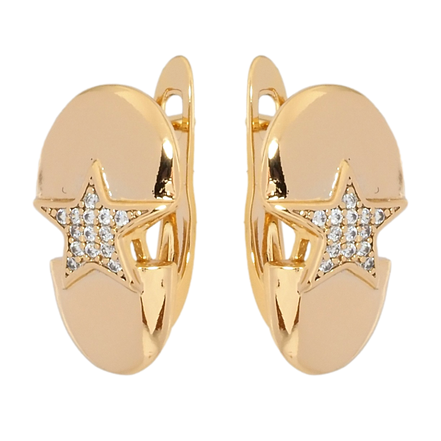 Серьги Xuping Позолота 18K английский замок Звездочки с цирконием фото №1 Серьги Xuping Позолота 18K английский замок Звездочки с цирконием фото №1