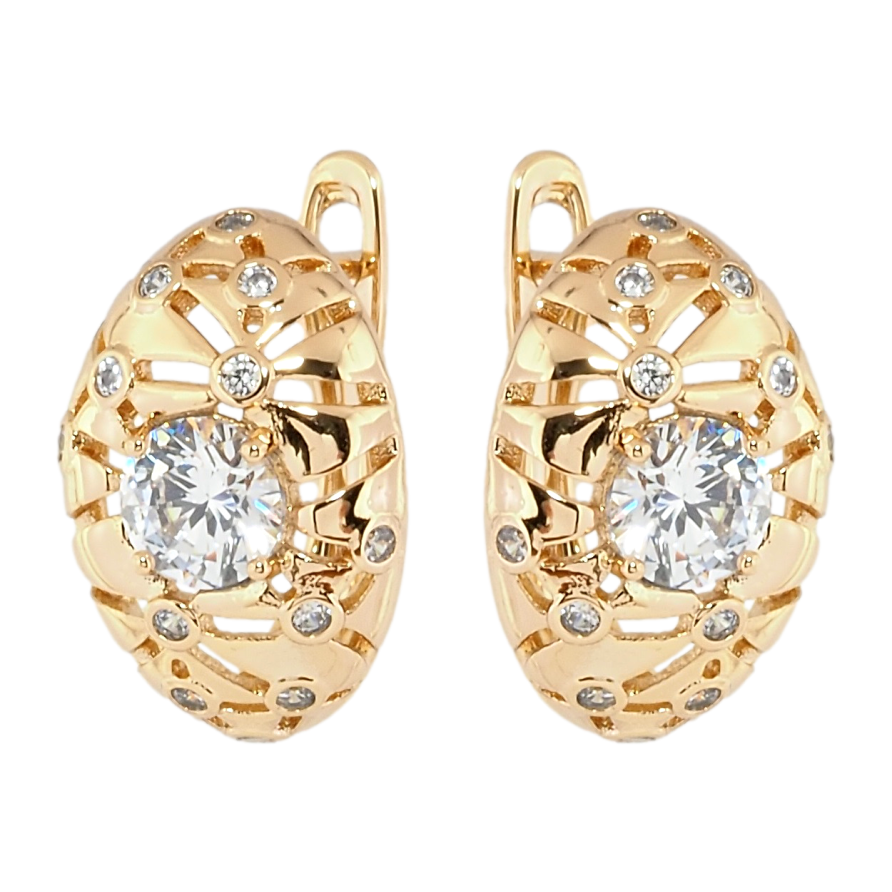 Серьги Xuping Позолота 18K английский замок Декоративные овалы с цирконием фото №1 Серьги Xuping Позолота 18K английский замок Декоративные овалы с цирконием фото №1