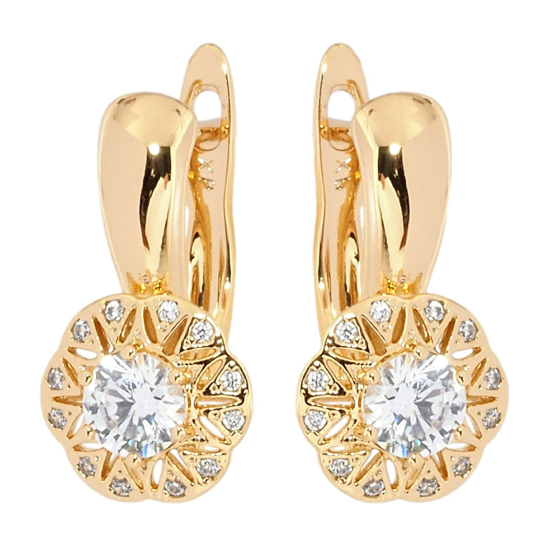 Сережки Xuping Позолота 18K англійський замок Квіточки з цирконієм фото №6 Сережки Xuping Позолота 18K англійський замок Квіточки з цирконієм фото №6