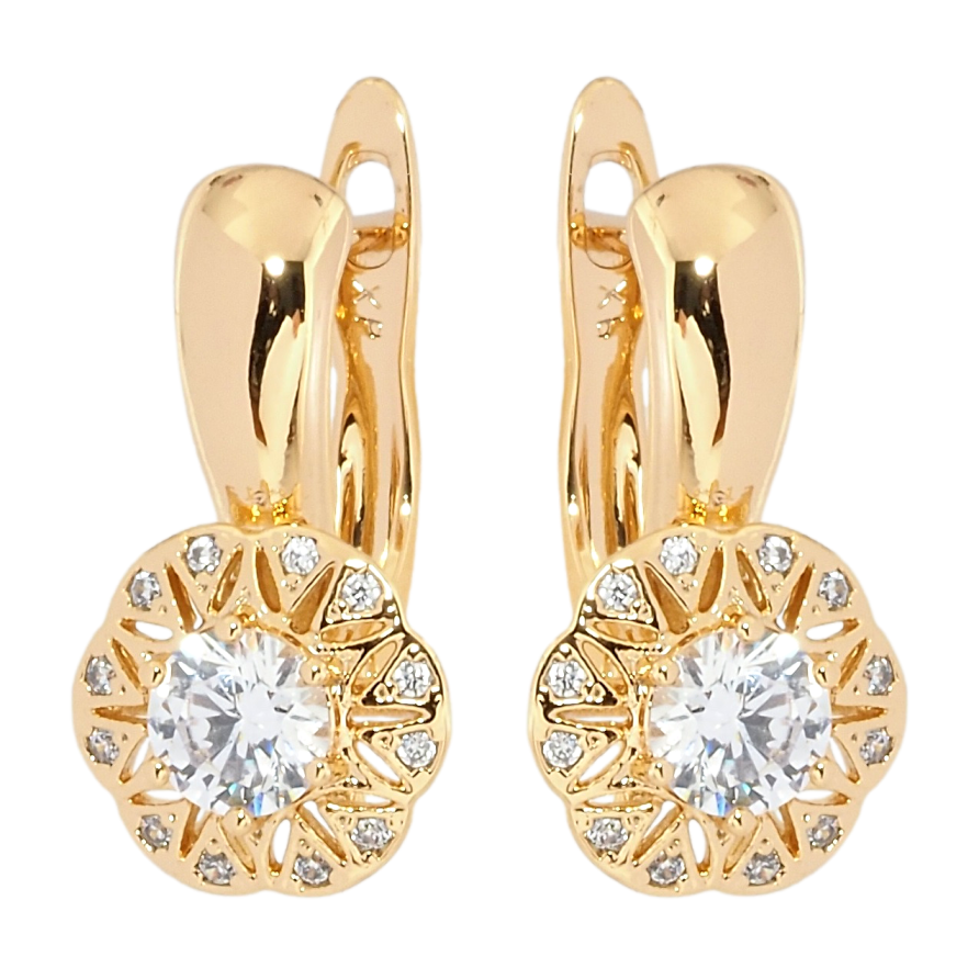 Серьги Xuping Позолота 18K английский замок Цветочки с цирконием фото №1 Серьги Xuping Позолота 18K английский замок Цветочки с цирконием фото №1