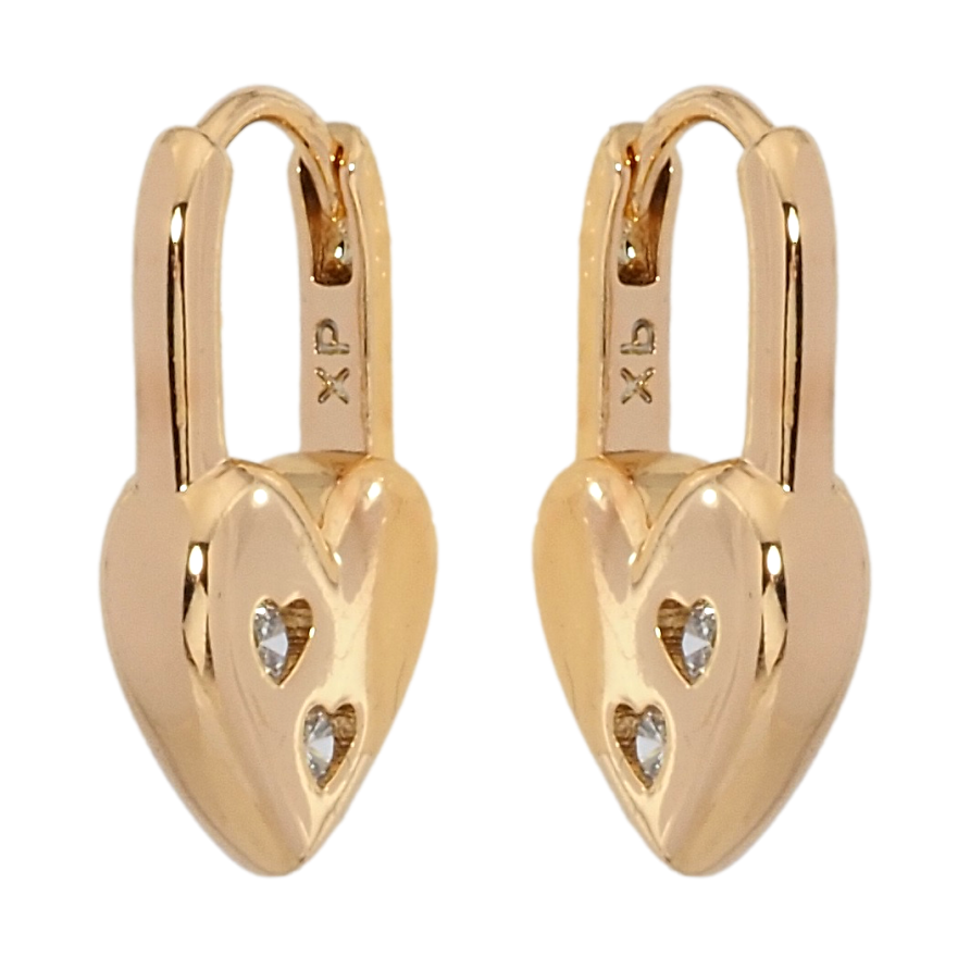 Серьги Xuping Позолота 18K колечки Сердечки-замочки фото №1 Серьги Xuping Позолота 18K колечки Сердечки-замочки фото №1