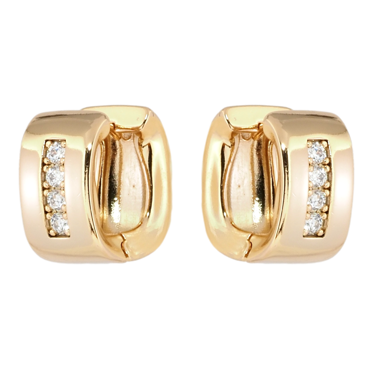 Сережки Xuping Позолота 18K колечка Широкі з доріжкою цирконію фото №4 Сережки Xuping Позолота 18K колечка Широкі з доріжкою цирконію фото №4