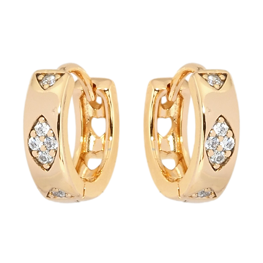 Сережки Xuping Позолота 18K колечка Ромбовий візерунок цирконієм фото №1 Сережки Xuping Позолота 18K колечка Ромбовий візерунок цирконієм фото №1