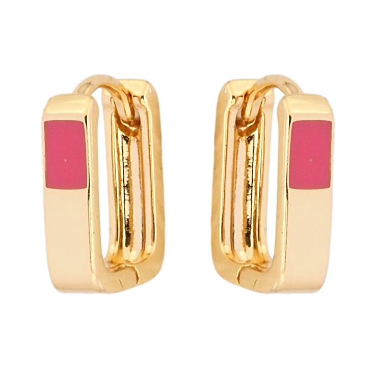 Сережки Xuping Позолота 18K колечка Прямокутні з рожевою емаллю фото №18 Сережки Xuping Позолота 18K колечка Прямокутні з рожевою емаллю фото №18