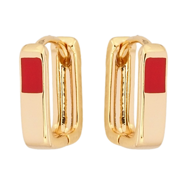 Сережки Xuping Позолота 18K колечка Прямокутні з червоною емаллю фото №19 Сережки Xuping Позолота 18K колечка Прямокутні з червоною емаллю фото №19