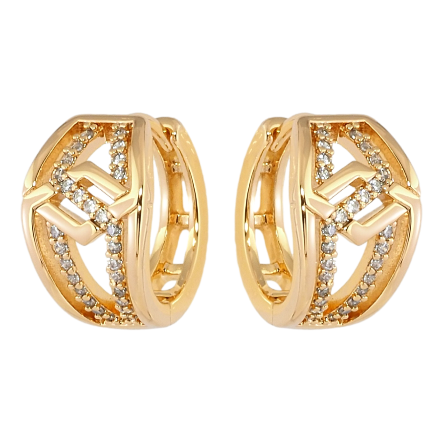 Серьги Xuping Позолота 18K колечки Декоративный узор с цирконием фото №1 Серьги Xuping Позолота 18K колечки Декоративный узор с цирконием фото №1