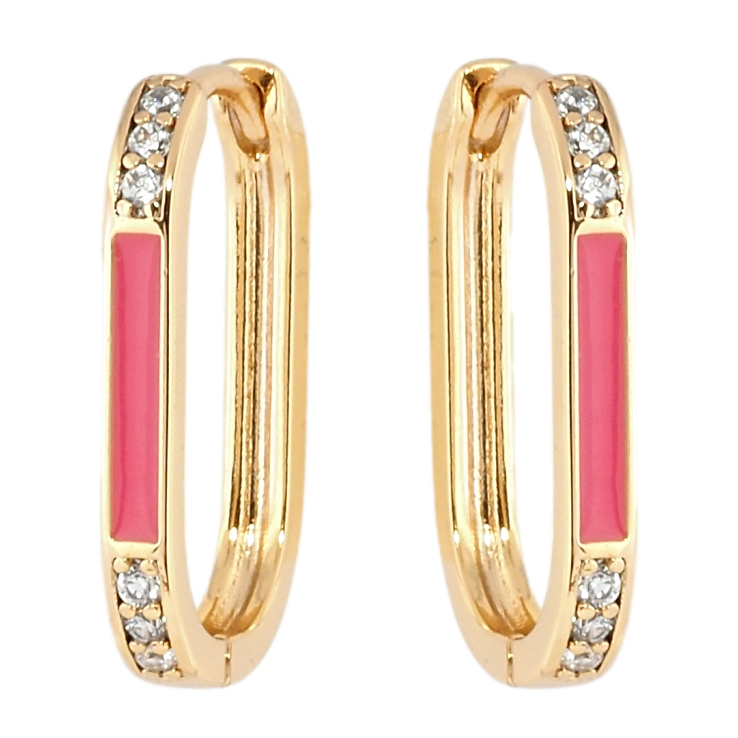 Сережки Xuping Позолота 18K колечка Візерунок доріжки цирконію з рожевою емаллю фото №6