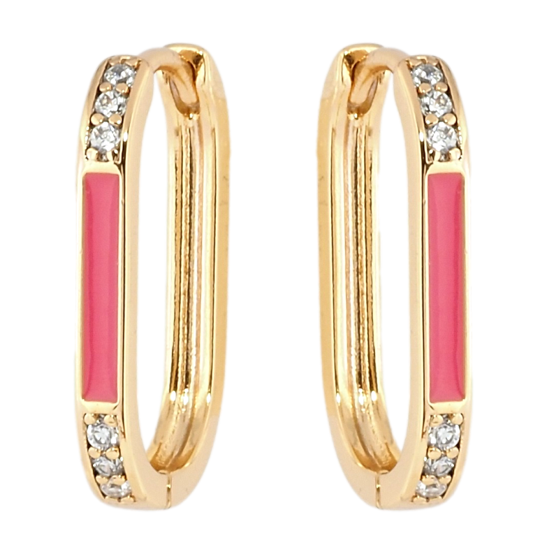 Сережки Xuping Позолота 18K колечка Візерунок доріжки цирконію з рожевою емаллю фото №24