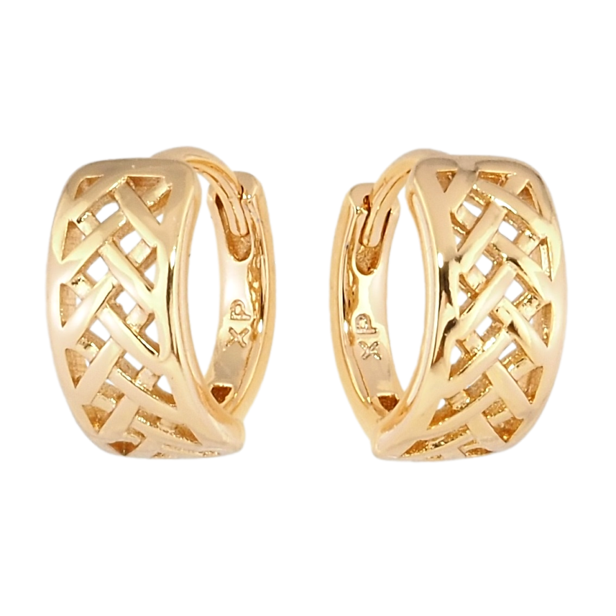 Сережки Xuping Позолота 18K колечка Різьблений гратчастий візерунок фото №1 Сережки Xuping Позолота 18K колечка Різьблений гратчастий візерунок фото №1