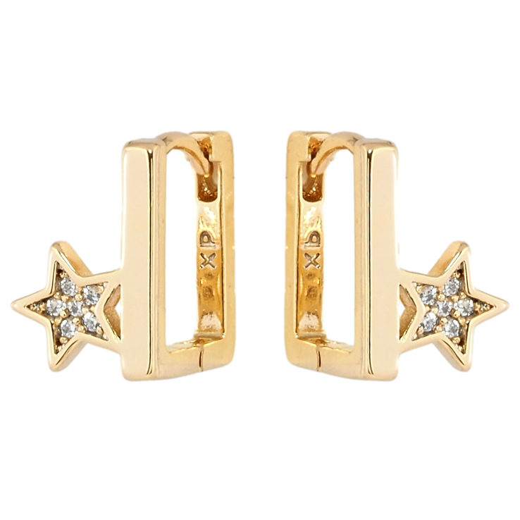 Сережки Xuping Позолота 18K колечка Прямокутні із зірочками фото №19 Сережки Xuping Позолота 18K колечка Прямокутні із зірочками фото №19