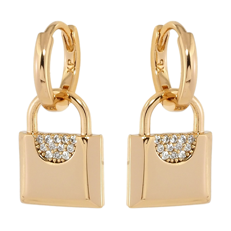 Сережки Xuping Позолота 18K підвіски на колечках Замочки 2 в 1 фото №1