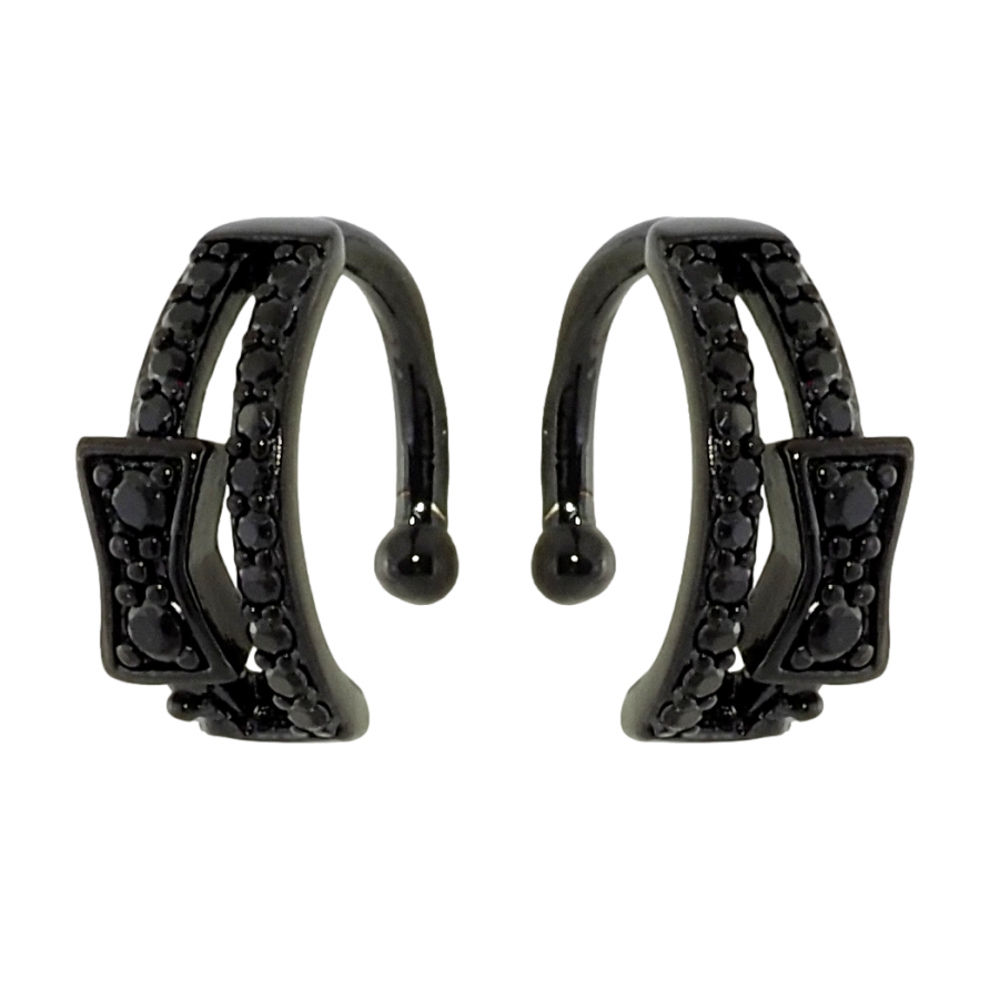 Серьги Xuping Позолота Black (черное золото) каффы Дорожки черного циркония с бантом фото №1 Серьги Xuping Позолота Black (черное золото) каффы Дорожки черного циркония с бантом фото №1