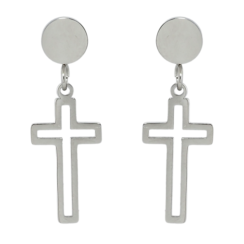 Сережки Xuping TTM Stainless Steel колір Родій пусети Підвіски хрестики фото №16