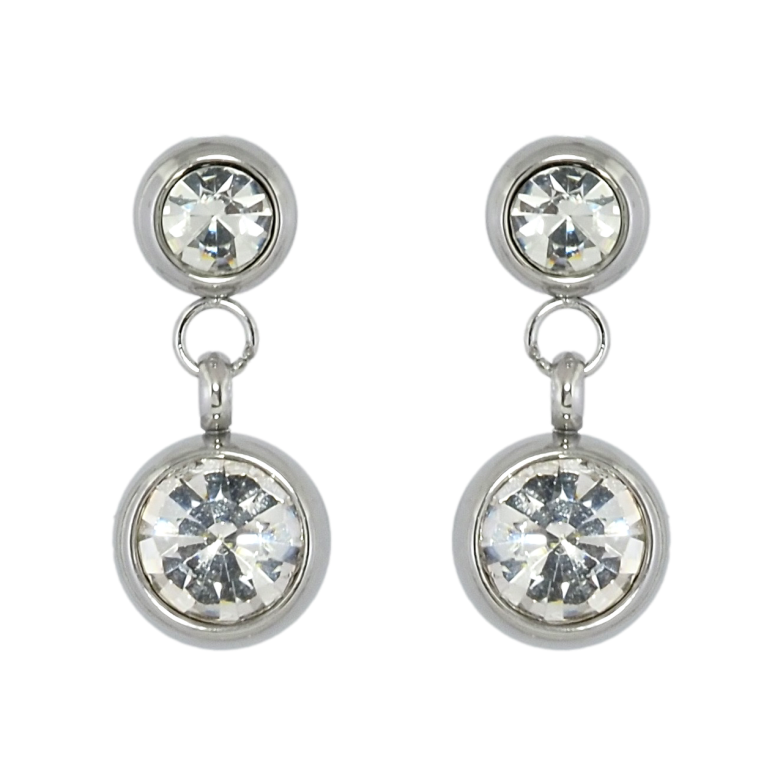 Сережки Xuping TTM Stainless Steel колір Родій пусети Підвіски з цирконієм фото №9