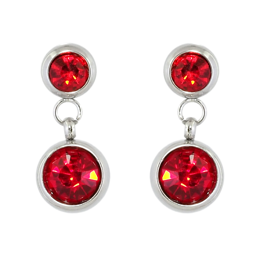 Сережки Xuping TTM Stainless Steel колір Родій пусети Підвіски з червоним цирконієм фото №1 Сережки Xuping TTM Stainless Steel колір Родій пусети Підвіски з червоним цирконієм фото №1