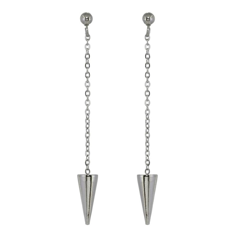 Сережки Xuping TTM Stainless Steel колір Родій пусети Підвіски конус на ланцюжку фото №20