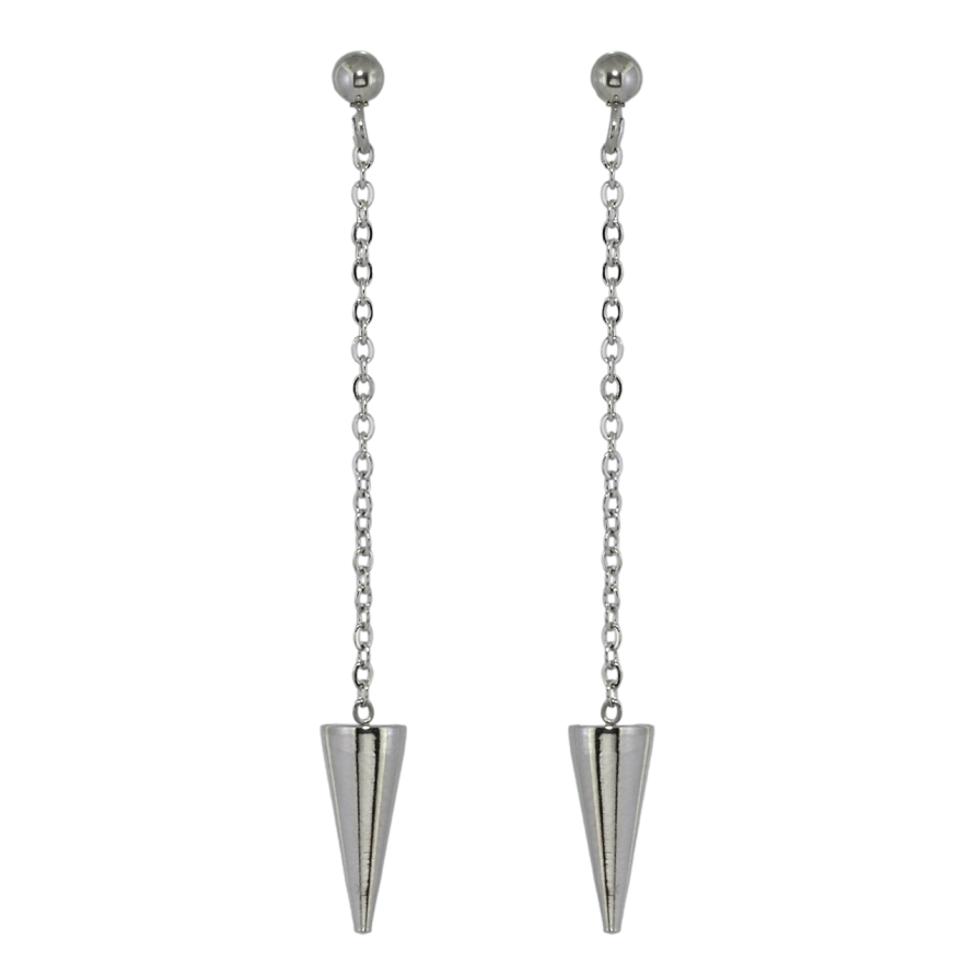 Сережки Xuping TTM Stainless Steel колір Родій пусети Підвіски конус на ланцюжку фото №1 Сережки Xuping TTM Stainless Steel колір Родій пусети Підвіски конус на ланцюжку фото №1