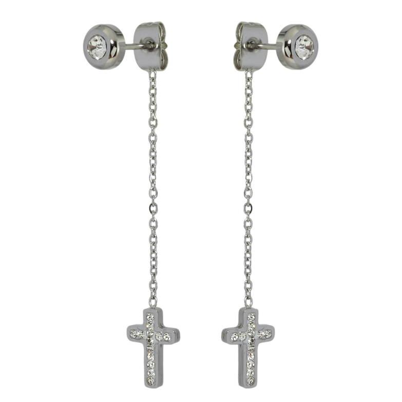 Сережки Xuping TTM Stainless Steel колір Родій пусети-джекети Декоративні підвіски з хрестиками фото №13 Сережки Xuping TTM Stainless Steel колір Родій пусети-джекети Декоративні підвіски з хрестиками фото №13