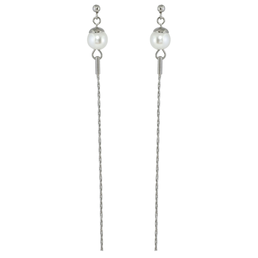 Серьги Xuping TTM Stainless Steel цвет Родий пусеты Жемчужные подвески фото №1 Серьги Xuping TTM Stainless Steel цвет Родий пусеты Жемчужные подвески фото №1