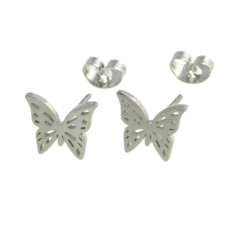 Сережки Xuping TTM Stainless Steel колір Родій пусети Метелики фото №3 Сережки Xuping TTM Stainless Steel колір Родій пусети Метелики фото №3