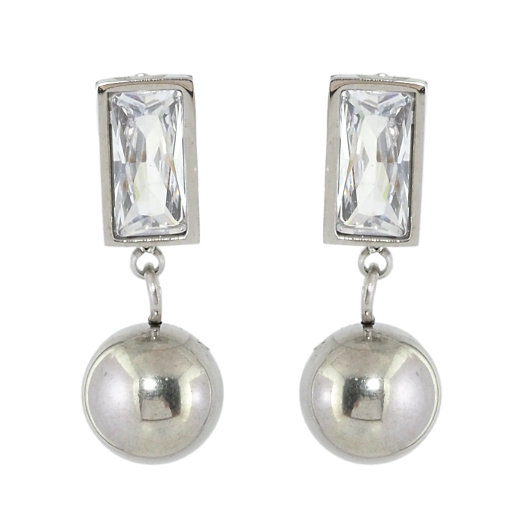 Сережки Xuping TTM Stainless Steel колір Родій пусети Кристали з підвісками кульками фото №10 Сережки Xuping TTM Stainless Steel колір Родій пусети Кристали з підвісками кульками фото №10