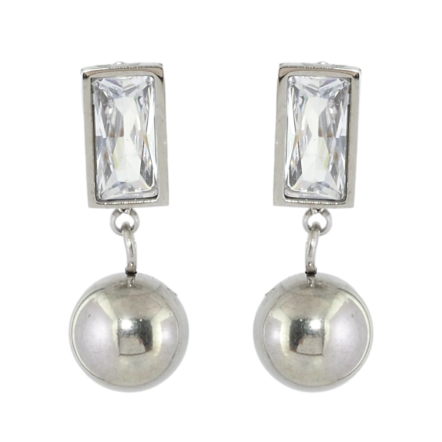 Серьги Xuping TTM Stainless Steel цвет Родий пусеты Кристаллы с подвесками шариками фото №1 Серьги Xuping TTM Stainless Steel цвет Родий пусеты Кристаллы с подвесками шариками фото №1