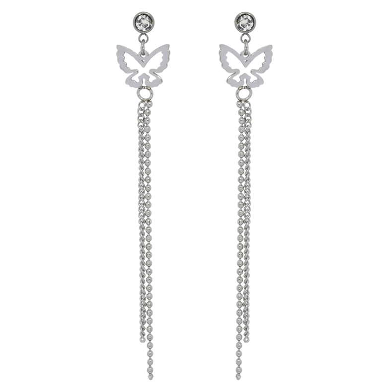 Серьги Xuping TTM Stainless Steel цвет Родий пусеты Подвески бабочки с цепочками фото №1 Серьги Xuping TTM Stainless Steel цвет Родий пусеты Подвески бабочки с цепочками фото №1