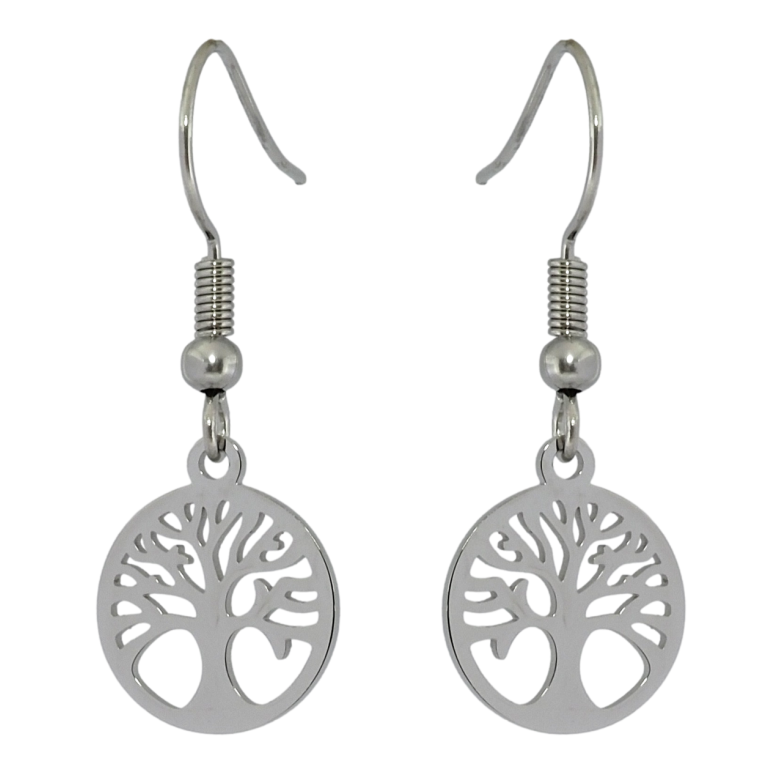 Сережки Xuping TTM Stainless Steel колір Родій французький замок Дерево життя фото №1 Сережки Xuping TTM Stainless Steel колір Родій французький замок Дерево життя фото №1
