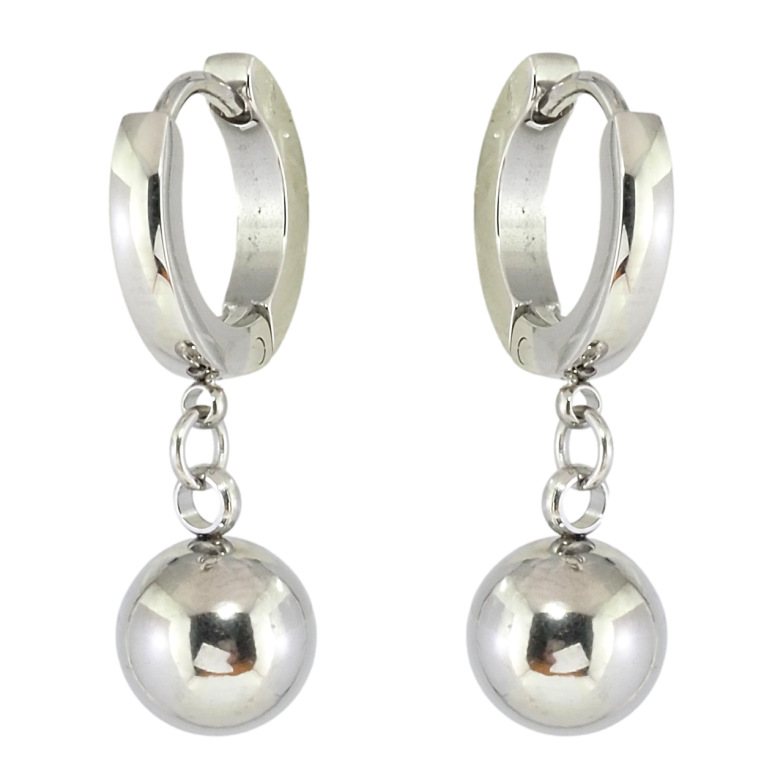 Сережки Xuping TTM Stainless Steel колір Родій підвіски на колечках Кульки ø 8мм фото №4 Сережки Xuping TTM Stainless Steel колір Родій підвіски на колечках Кульки ø 8мм фото №4