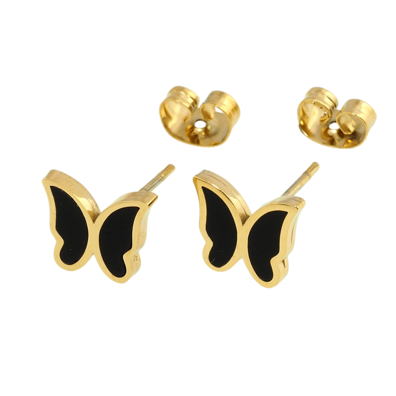 Серьги Xuping TTM Stainless Steel цвет 14K пусеты Бабочки фото №1