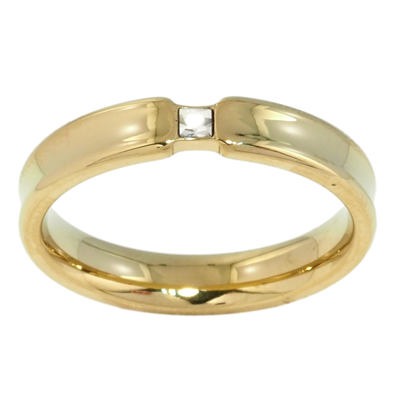 Каблучка Xuping TTM Stainless Steel Колір 14К Обручка, вставка фіаніт, ш. 4мм фото №2 Каблучка Xuping TTM Stainless Steel Колір 14К Обручка, вставка фіаніт, ш. 4мм фото №2