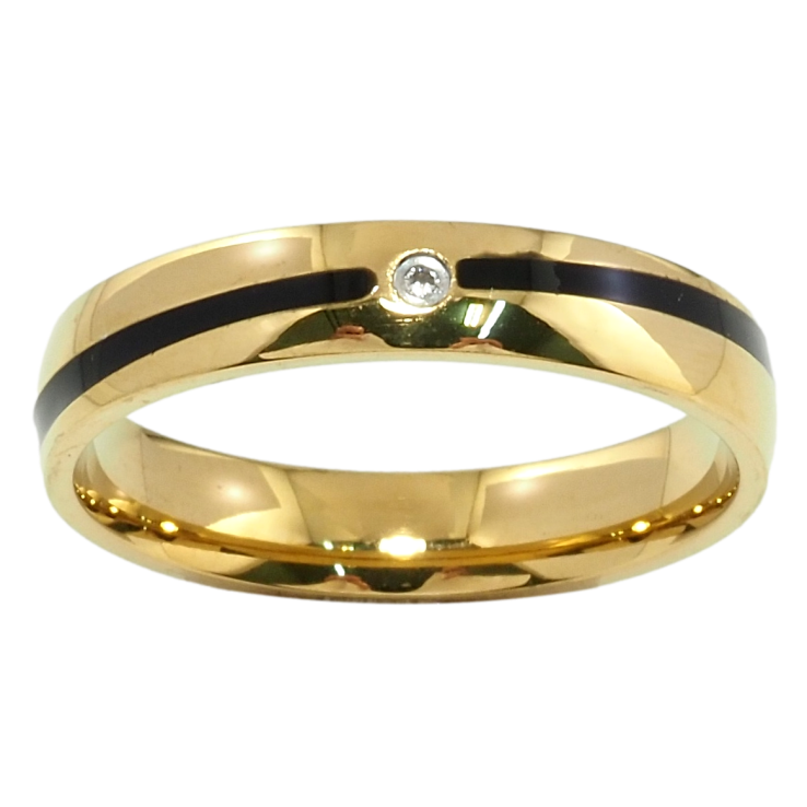 Каблучка Xuping TTM Stainless Steel Колір 14К Обручка, з чорною смугою та цирконієм, ш. 4мм фото №12 Каблучка Xuping TTM Stainless Steel Колір 14К Обручка, з чорною смугою та цирконієм, ш. 4мм фото №12