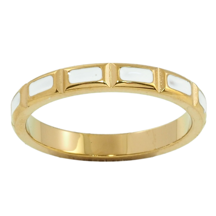Каблучка Xuping TTM Stainless Steel Колір 14К Візерунок з білою емаллю фото №14 Каблучка Xuping TTM Stainless Steel Колір 14К Візерунок з білою емаллю фото №14