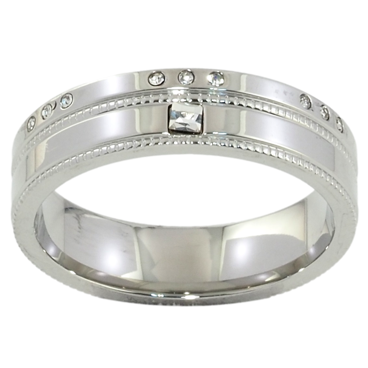 Каблучка Xuping TTM Stainless Steel Колір Родій Візерунок з цирконієм, ш. 5мм фото №3 Каблучка Xuping TTM Stainless Steel Колір Родій Візерунок з цирконієм, ш. 5мм фото №3