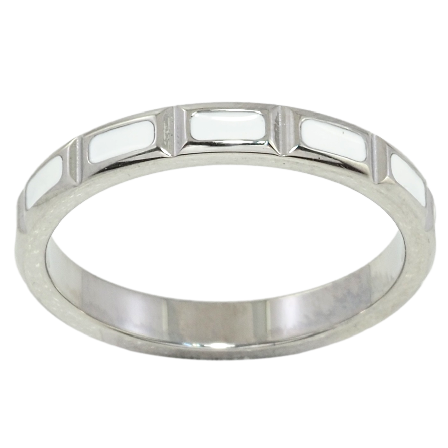 Каблучка Xuping TTM Stainless Steel Колір Родій Візерунок білою емаллю фото №1 Каблучка Xuping TTM Stainless Steel Колір Родій Візерунок білою емаллю фото №1